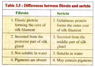 Differences between Fibroin and Sericin