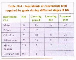 Ingredients of Concentrate Feed