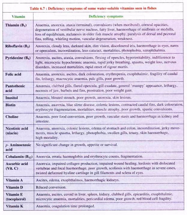 Deficiency Symptoms of Some Water-Soluble Vitamins