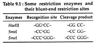 Some Restriction Enzymes