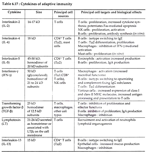 Cytokines of Adaptive Immunity