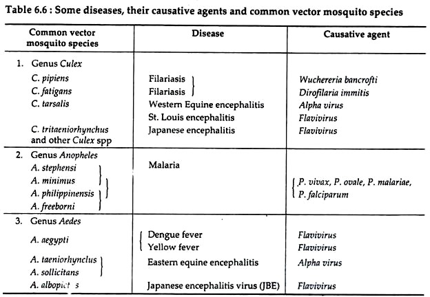 Some Diseases, their Causative Agents and Common Vector